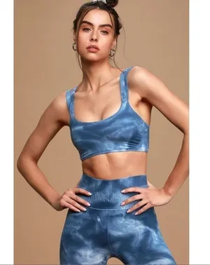 FREE PEOPLE On The Radar Blue Tie Dye Medium Impact Sports Bra thumbnail 1