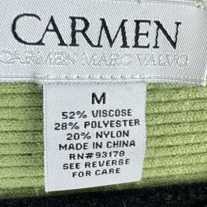 Carmen Marc Valvo‎ Ribbed Knit Batwing Sleeve Sweater Green Zipper Detail Medium thumbnail 4