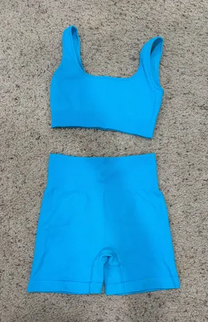 Blue Bike Short & Bra Set thumbnail 1