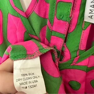 Amanda Uprichard 100% Silk Pink Green Mini Dress Geometric Sleeveless Small‎ thumbnail 3