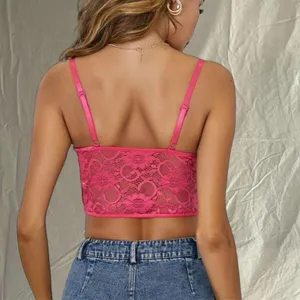 SHEIN Hot Pink Lace Corset Top thumbnail 4