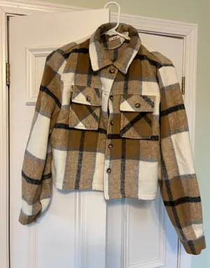 Plaid cropped jacket Brown Size M thumbnail 1