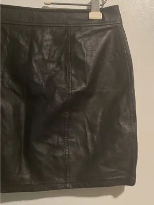 Express Black Faux Leather Asymmetrical Zip Mini Skirt thumbnail 8