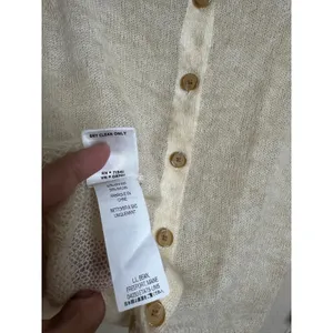 L.L.Bean Mohair Cardigan Sweater Fuzzy Sheer Halo Knit Ivory Womans XS thumbnail 12