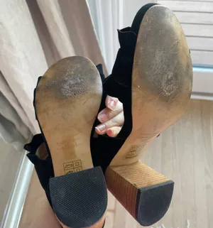 Free People Rosie Ruffle Mule Heels Black Suede Size 7 thumbnail 7