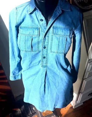 J Crew XXS split neck denim tunic thumbnail 1