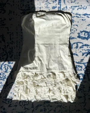 PacSun Cream strapless short ruffle dress thumbnail 1