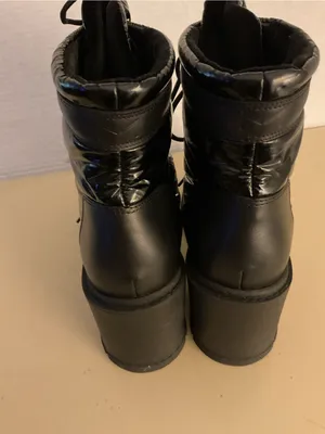 Marc Fisher women black leather platform combat boots US 7.5 thumbnail 10