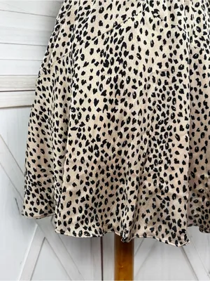 Petal & Pup‎ Eisley Leopard Print Satin Tie Front Mini Dress Tan Black 6 thumbnail 8