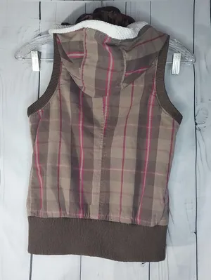 UbFree Y2K Grunge Vintage Plaid Scenecore Hooded Vest thumbnail 5
