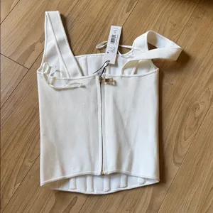 Alice + Olivia Cream Corset Top thumbnail 2