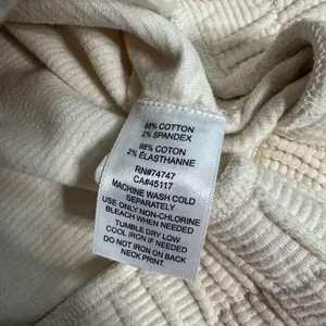 Natural Reflections Cream Ribbed Pullover Smocked Tie Hem Hooded Sweatshirt thumbnail 8