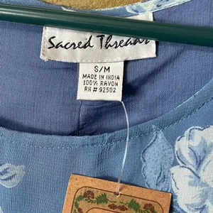 NWT Sacred Threads size S/M maxi floral dress lined side slits shift dress. thumbnail 3