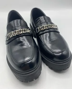 Yetier Black Platform Loafers Chunky Lug Sole Women's 7 Chain Detail Grunge thumbnail 1