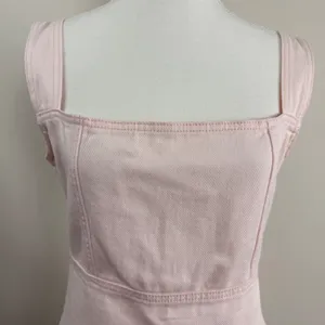 Lioness Pink Denim‎ Mini Dress Square Neck Sleeveless Bodycon Pastel Size L thumbnail 12