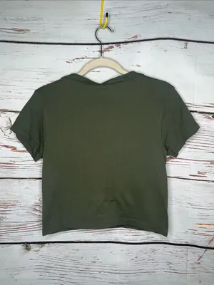 Calia NWT Size XXL Deep Green Ribbed Seamless Support Crop Tee Top thumbnail 2