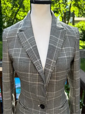 H&M Gray Plaid Blazer - Tailored Single-Button thumbnail 3