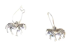 New zebra earrings in pewter half inch thumbnail 1