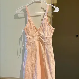 Free people Elegant Pink Sleeveless embroidered bodycon mini Dress thumbnail 5