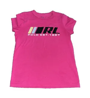 Polo Ralph Lauren Y2K XS baby tee Women Beaded Pink T-Shirt‎ RL POLO 1967 XS thumbnail 1