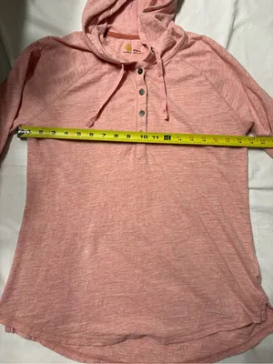 Carhartt Women’s Light Pink Hooded Henley Long Sleeve Top SZ M Granolagirl thumbnail 10