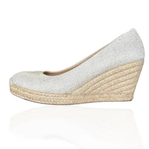 J. Crew Women's 8.5 Seville Espadrille Slip On Wedges Heels Gold Metallic Beachy thumbnail 3