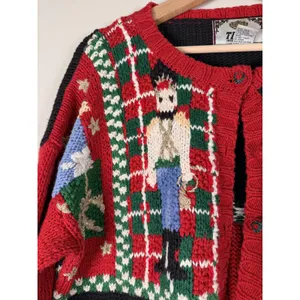 Tiara International Vintage‎ 1998 Christmas Cardigan Sweater Nutcracker Santa L thumbnail 3
