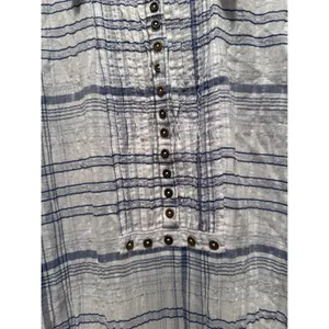 Anthropologie Pilcro Blue White Plaid Cotton Lightweight Tunic Top‎ XS thumbnail 8