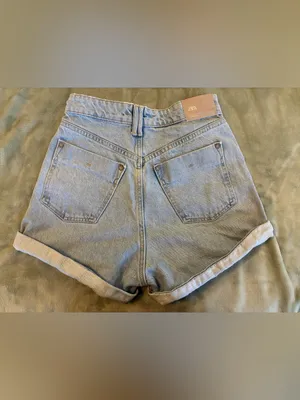 Women’s Zara Brand High-Rise Light Blue Denim Shorts Size 0 thumbnail 6