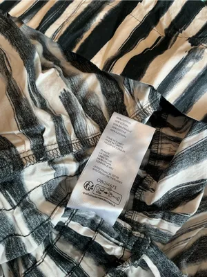 Anthropologie XS Black White Stripe Maxi Dress Cotton Pockets thumbnail 12