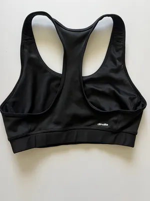 adidas Black Racerback Performance Sports Bra with Logo thumbnail 4