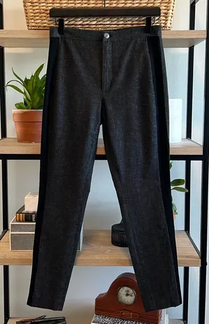 Banana Republic Sloan Mid-Rise Stretch Denim Side Stripe Woven Career Dress Pant thumbnail 1