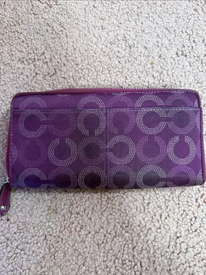 Coach Ashley Op Art Zip Around Wallet Purple thumbnail 5