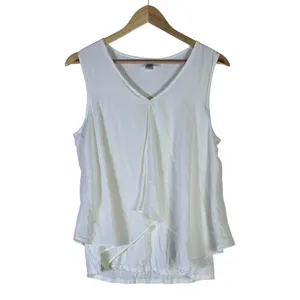 Bar III Womens Ivory Layered V-Neck Sleeveless Draped Blouse Top Large 43141 thumbnail 2