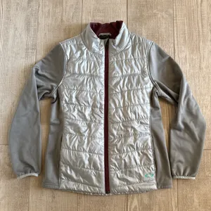 Oakley Women's Gray/Maroon Quilted Full Zip Insulated Jacket Logo Size-L thumbnail 1