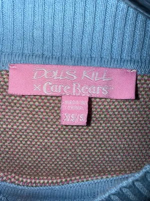 Dolls Kill x Care Bears Cheer Bear Rainbow Heart Knit Sweater Size XS/S thumbnail 3