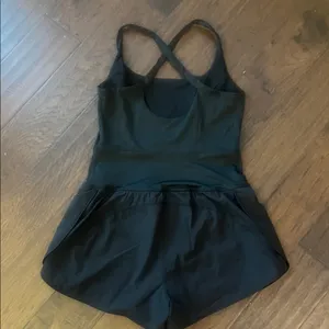 Black Athletic Keyhole Shorts Romper Criss Cross Straps EUC Size M thumbnail 5