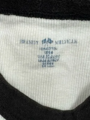 Brandy Melville Radio Silence Ringer Baby Tee Shirt Women’s Small thumbnail 2