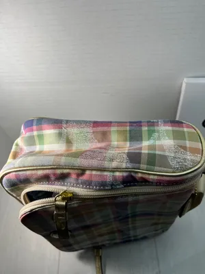 Rare COACH Multicolor Plaid Patent Cosmetic Pouch thumbnail 6