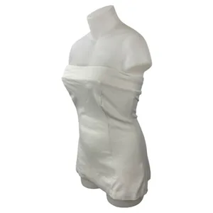 RNWY Women's White Strapless Tube Bandeau Fitted Bustier Mini Bodycon Dress Sz L thumbnail 3