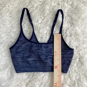 Under Armour Navy Blue Heather Sports Bra Activewear Gym Workout thumbnail 6