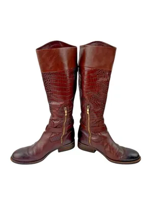 -Vince Camuto Kamino Flavian Tall Boots Womens 9B Brown Riding Quiet Luxury Croc thumbnail 10