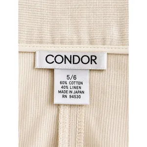 Condor Linen Blend Wide Leg Cropped Pants Beige Button Detail High Rise Size 5/6 thumbnail 7