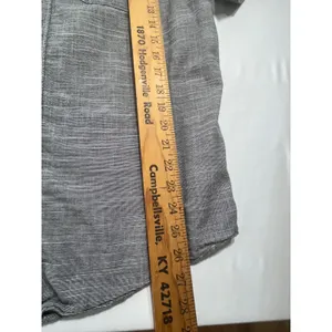 American‎ Eagle Short Sleeve Button Up Shirt Men L Gray White Striped Minimalist thumbnail 4