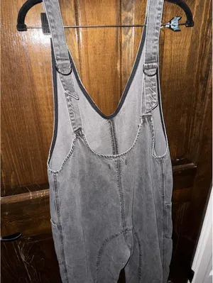 Free people Women's Black High Roller Overall Denim Jumpsuit thumbnail 3