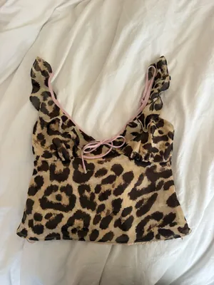 Revolve ruffle cheetah halter top thumbnail 2