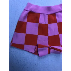 STARFIT Knit Shorts Women Size M Pink Orange Checkered High Waisted Retro thumbnail 7