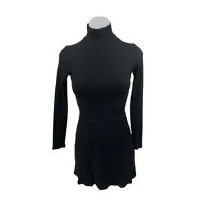 Reformation Maya Black Knit Long Sleeve Turtleneck A Line Mini Dress Size S thumbnail 5