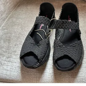 Skechers Womens Black Woven Memory Foam Lightweight‎ Mary Jane Sandals Open Toe thumbnail 3