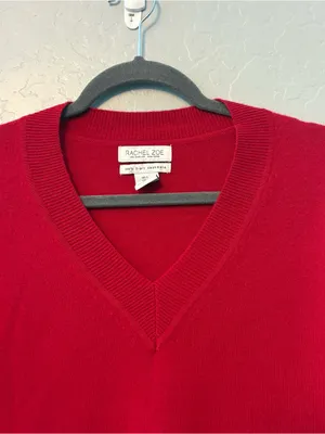 Rachel Zoe red v-neck long sleeve 100% 2-ply cashmere sweater size small thumbnail 2